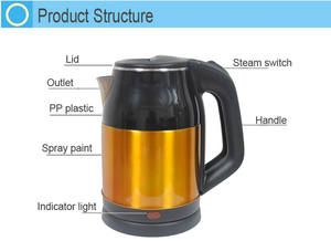 1.8L 304 Stainless Steel Cordless Kettle Temperature Control Auto Shut-off Boil-Dry 360 Rotational Base - Product Image 4