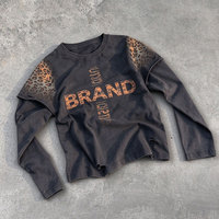 Veste à manches longues pour homme, couleur unie, style hip-hop, tricotée, 100% coton, 300G, respirante, anti-boulochage, coupe classique, avec motif sur l'épaule