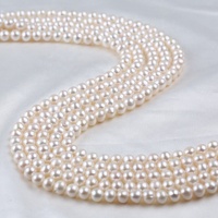 Perles rondes naturelles blanches de qualité supérieure AA certifiées par un tiers, 6-7 mm, en brin, pour la vente en gros