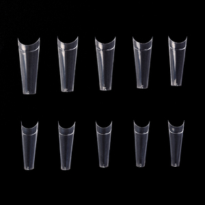 500 faux ongles en ABS, forme C, longs, fins, à couverture complète, style français, à presser - Product Image 1