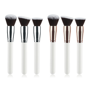 Makeup Brush Set Flat Synthetic Hair <b>Foundation</b> Face Makeup Tools Plastic Handle Ferrule Design - Product Image 1