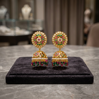 Boucles d'oreilles pendantes de luxe en plaqué or et rhodium, style Kundan, serties de perles indiennes Jadau, pour femme, bijoux ethniques de mariage, cadeau de fête