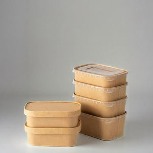 ชามสลัดกระดาษคราฟท์พิมพ์โลโก้ตามสั่ง ขายดี พร้อมฝาปิด ใช้แล้วทิ้ง เกรดอาหาร สำหรับซูชิและแซนวิช - Product Image 1