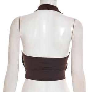 Viviblook D26TP022 Ropa de Verano para Mujer, Top Corto Sexy, Ajustado, de Color Sólido, con Cuello Halter, para Mujer - Product Image 4