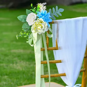 European Style Outdoor Forest Flower Chair Sashes Artificial Wedding Chair Back Flower For Events And Wedding Chair