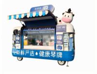 Camion de restauration en fibre de verre pour desserts et glaces avec congélateur de présentation et vitrine à gelato pour concession de parcs, bonbons et chips