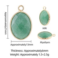 Pendentif ovale en cristal naturel 24 couleurs 13x21mm, serti de laiton, pierre à double facettes, pour la fabrication de bijoux et boucles d'oreilles DIY