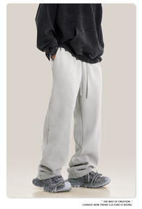 Pantalones Rectos Anchos y Holgados con Forro de <span class=keywords><strong>Terciopelo</strong></span> para <span class=keywords><strong>Hombre</strong></span> K2429, Otoño 2025, Estilo Urbano Americano, Lavado de Marca - Product Image 3