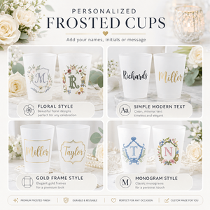 Gobelets en plastique givré personnalisés Sofia Ali, gobelets de fête de <span class=keywords><strong>mariage</strong></span> personnalisés avec monogramme, nom, logo pour les invités de l'événement - Product Image 2
