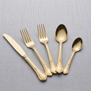 Elegant Gold Plated Flatware Set With Mirror Polish <b>Knife</b> <b>Fork</b> Spoon Dishwasher Safe Metal Cutlery For Wedding - Product Image 1