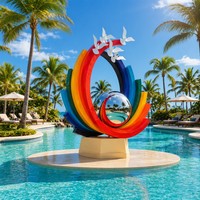 Escultura de Pájaro Arcoíris de Acero Inoxidable de Lujo, Esfera Colorida con Efecto Espejo, para Plaza, Parque, Resort, Jardín, Tamaño Personalizado, OEM