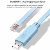Biru 6 kaki untuk konsol Cisco Rollover Cable - Rj45-Usb kedatangan baru harga rendah Usb ke Rj45 Ch341 kabel konsol