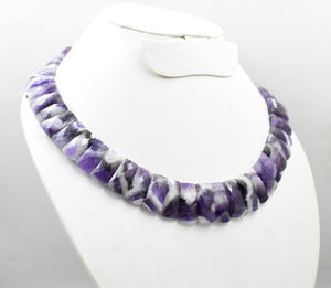 100% Chevron Améthyste Collier Ras Du Cou Mode Collier Perlé Style avec Mise En Page De Pierres Précieuses Conception Améthyste Mise En Page Collier - Product Image 6