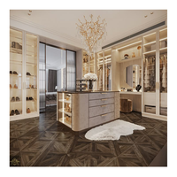 Meuble de dressing en forme de U, style néoclassique, en bois blanc élégant et personnalisé, pour bijoux