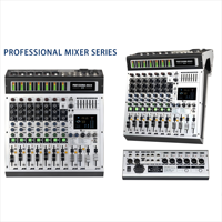 Nouvelle table de mixage audio numérique professionnelle 8 canaux avec 99 effets, 2 moniteurs et alimentation fantôme USB +48V