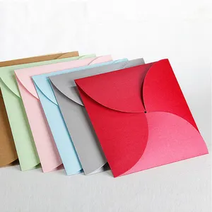 New Products Customized High Quality Invitation Pochette Petal Pearl Paper Fold Card Envelopes