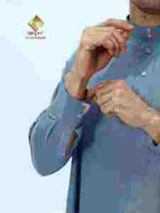 Al Haramain <b>Men</b> <b>Thobe</b> Long Sleeve Cotton Prayer Robe Solid Color Floor Length Modest Style Middle East Traditional looks - Product Image 4