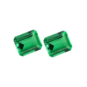 Gemas de laboratorio de Color verde, gemas de laboratorio de esmeralda de columna sueltas, venta al por mayor