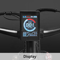 Vélo électrique OBX à double suspension, écran numérique, moteur brushless 1000W, charge rapide, batterie amovible 48V, pneus larges 26 pouces