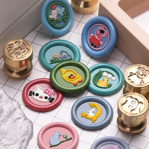 Mini-têtes de tampons à cire en laiton, motif animaux anime, 1,5 cm, pour la décoration de journaux et l'artisanat - Product Image 2