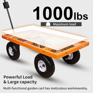 Mesh Sides <b>Wagon</b> Garden <b>Cart</b> 1000lb <b>Folding</b> 10-inch Pneumatic Tires Heavy-Duty Steel PP Rubber Transport Firewood ODGGAD008 - Product Image 5