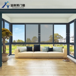 Porte-fenêtre coulissante horizontale moderne anti-ouragan à simple <span class=keywords><strong>vitrage</strong></span>, avec persiennes magnétiques en acier inoxydable, certifiée Energy Star - Product Image 2