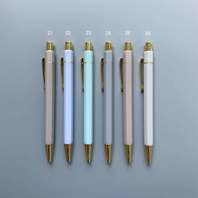 قلم حبر معدني سداسي من الذهب عالي الجودة ، قلم هدايا مع شعار