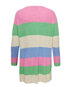 Cardigan long tricoté chaud pour femme, style décontracté hiver, à blocs de couleur contrastés, ouvert sur le devant - Product Image 3