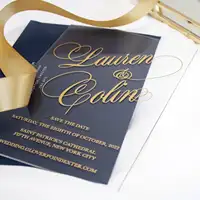 Convite de casamento espelhado de vidro, cartão acrílico personalizado transparente rosa dourado prata festival de casamento convites e envelope