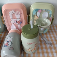 Offre spéciale Boîte à lunch étanche sans BPA pour enfants Boîtes à lunch pour enfants et bouteille d'eau de type paille avec sac Boîte à lunch pour enfants