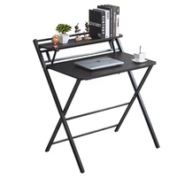 Table d'ordinateur pliable multifonctionnelle en métal, gain de place, petit bureau d'angle pour la maison, bureau pliable pour ordinateur portable avec étagère de rangement