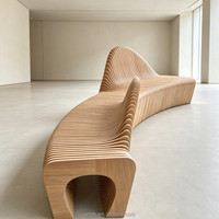 Banco de Madera con Diseño Paramétrico Y522, Asiento Moderno Escultural de Madera Contrachapada para Vestíbulo, Oficina, Espacio Público, Muebles Comerciales
