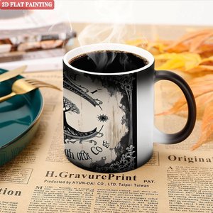 Taza de Café para la Rutina Matutina, Negra Esmerilada, 11 oz, Cerámica, Cambia de Color con el Calor, Taza Mágica - Product Image 5