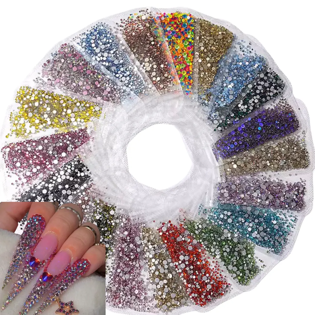 Groothandel 1440 Heldere Bail Polish Platte Bodem Diamanten Nagellak Diamanten Kleur Diamanten Nail Steentjes