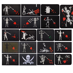 Pirate extérieur écologique Edward Beard brodé à trois branches coeur rouge brassard Patch crochet boucle fermeture toile tissu chapeau - Product Image 1