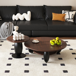 Quercia rossa multifunzione <span class=keywords><strong>Vintage</strong></span> marrone moderno elegante e minimalista Nordic rotondo in legno tavolino 1 Set - Product Image 4