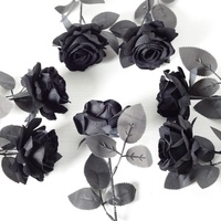 Großhandel Einzelne 51cm Hohe Zweigblumen Schwarze Seidenblumen Künstliche Samt-Rosen für Hochzeitsdekoration