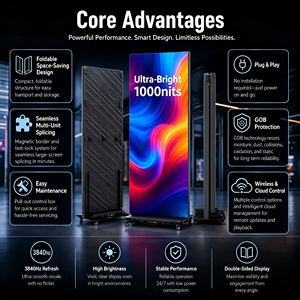 จอแสดงผล LED แบบพกพา Smart P2.5 P3 P4 สำหรับโปสเตอร์ ใช้งานได้ทั้งภายในและภายนอกอาคาร แบบพับได้ พร้อมขาตั้งเคลื่อนย้ายได้ สำหรับโฆษณาแบบเคลื่อนไหว - Product Image 4