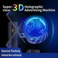 Ventilateur holographique 3D de 50 cm avec écran LED, écran d'affichage numérique noir, publicité numérique, Wi-Fi intégré, contrôle par application, pour table/mur/poteau