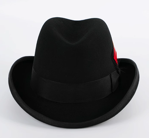 Chapeau Fedora Unisexe en Feutre 100% Laine A111802 avec Ruban et Plume, Style Homburg, pour Fêtes, Affaires, Élégant, Hommes et Femmes - Product Image 4