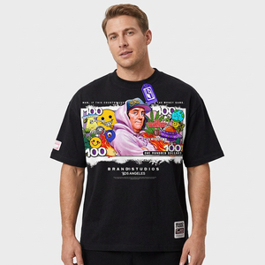 เสื้อยืดคอกลมแขนสั้นสีดำสำหรับผู้ชาย ผ้าเจอร์ซีย์คอตตอน 100% พิมพ์ลายสกรีน ทรงปกติ เป็นมิตรกับสิ่งแวดล้อม - Product Image 6