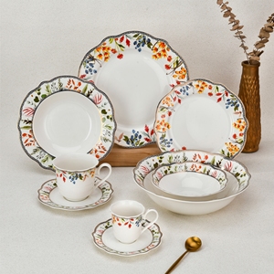 Juego de cuencos de cerámica con diseño creativo de flores, juegos de platos de cerámica, vajilla, platos de cerámica para el hogar, Simple cuenco, cubiertos - Product Image 1