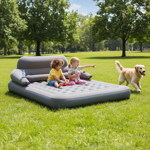 Colchón Inflable <span class=keywords><strong>de</strong></span> PVC con Bomba Eléctrica Integrada, Reposabrazos, Respaldo Integrado y Portavasos - Product Image 1