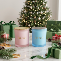 Gelas Lilin Kosong Mewah Warna-warni 8oz 10oz 14oz untuk Natal/Pernikahan, Stoples Lilin Unik Nordik dengan Tutup