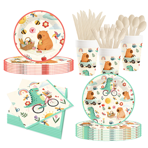 Assiettes en papier dinosaures DAMAI, décorations de fête jetables, fournitures pour assiettes, cadeaux, vaisselle de fête d'anniversaire, service pour 8 personnes - Product Image 3