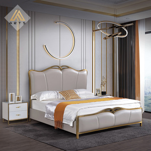 Cama King Size de Estilo Posmoderno con Almacenamiento, Muebles de Dormitorio de Lujo, Cama King Size o Queen Size de Cuero Genuino, Precio al por Mayor - Product Image 2