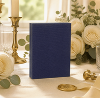 Boîte cadeau rigide en carton écologique bleu foncé à ouverture par le haut, simple, pour le rangement de bijoux professionnels, couleur unie personnalisée