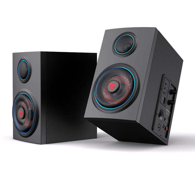 HIFI Stereo RGB BT Wireless Wooden Bookshelf Speaker for Home Audio