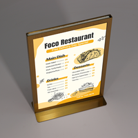 Support de menu pour hôtel et restaurant, support publicitaire de table en métal, support d'affichage en acier inoxydable, cadre de panneau d'affichage