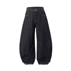 <span class=keywords><strong>Jeans</strong></span> da <span class=keywords><strong>Uomo</strong></span> Retrò a Gamba Larga con Taglio Curvo a Coltello Pantaloni a Vita Media Tinta Unita Traspiranti e Larghi Disponibili per Autunno/Inverno in Colori Chiari e Scuri - Product Image 1